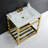 Kingston Brass Quadras 31-Inch Ceramic Console Sink with Steel Base and Shelf-49619309-49610549
