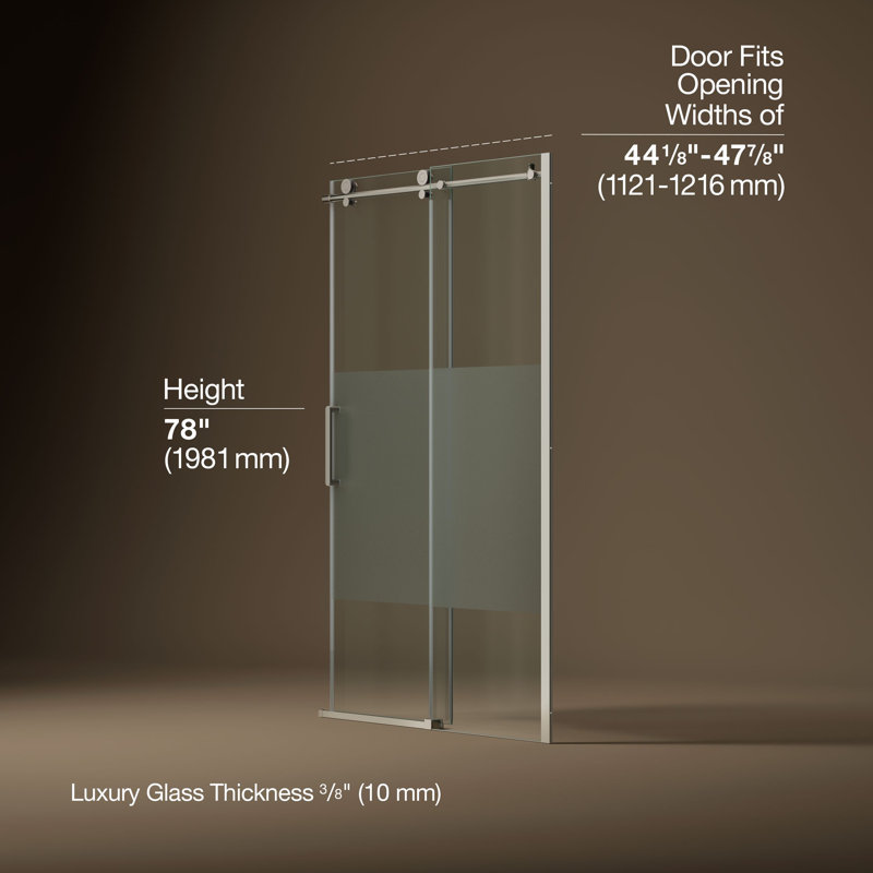 Composed 78 In. H Sliding Shower Door With 3/8 In.-Thick Glass, Nickel