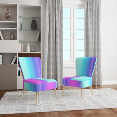 Chaise d'appoint décorative en velours à rayures bleues et mauves
