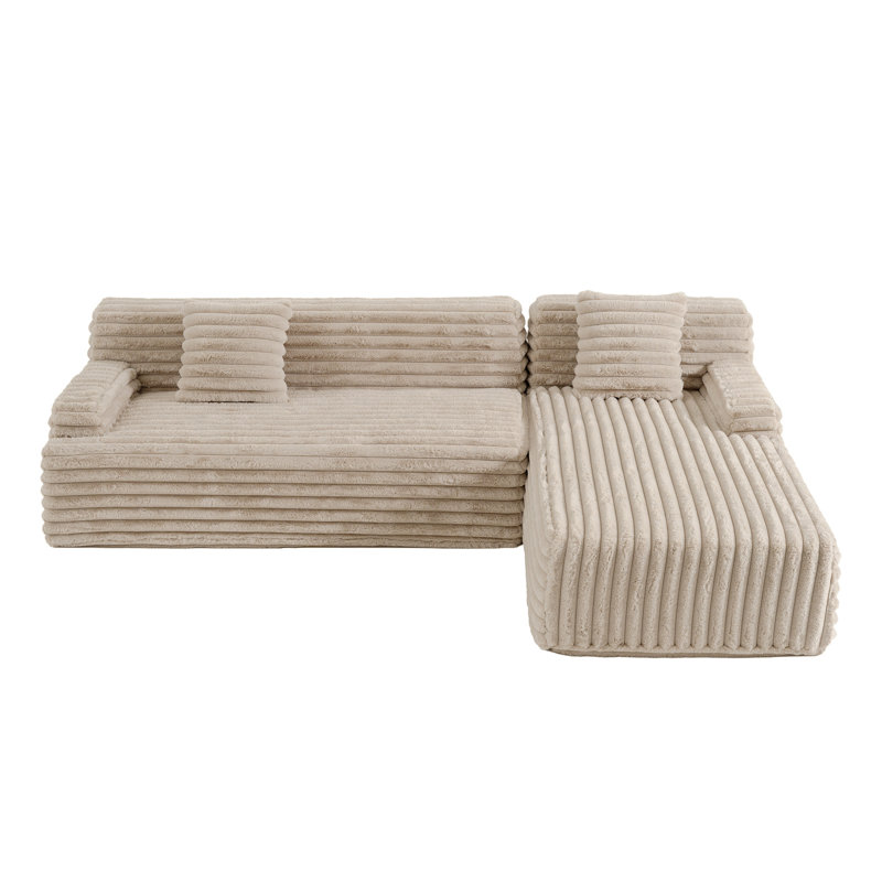 Canapé modulaire 110 po Cloud, Fausse fourrure café clair