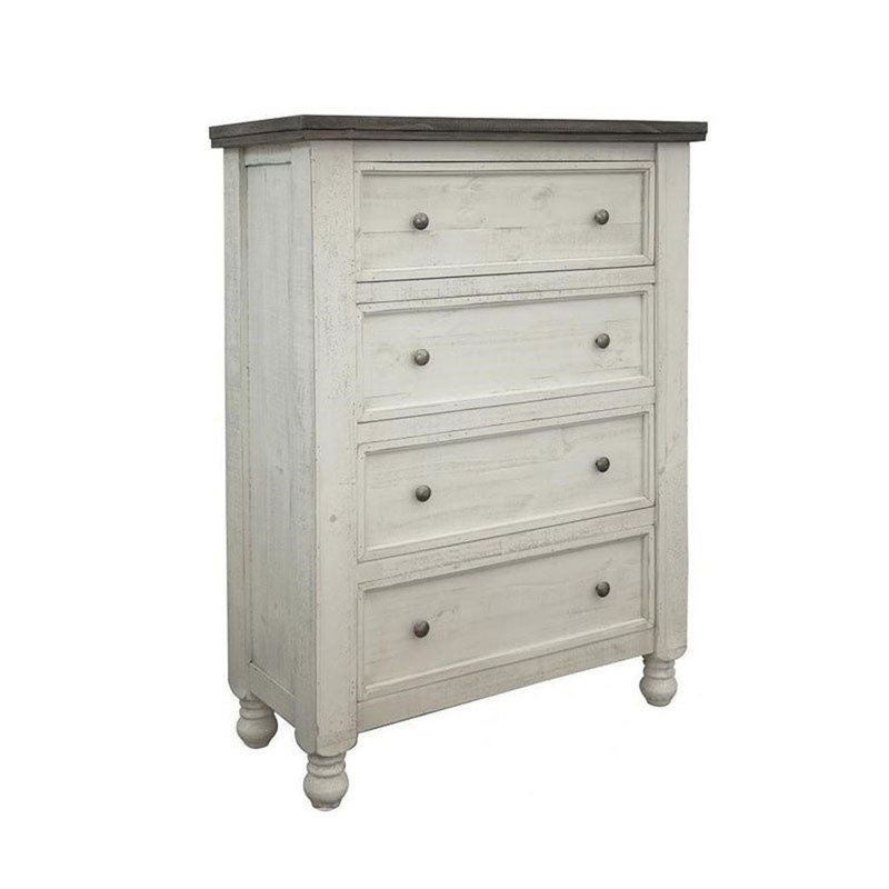 Commode en bois massif à 4 tiroirs Wynnewood Glenna