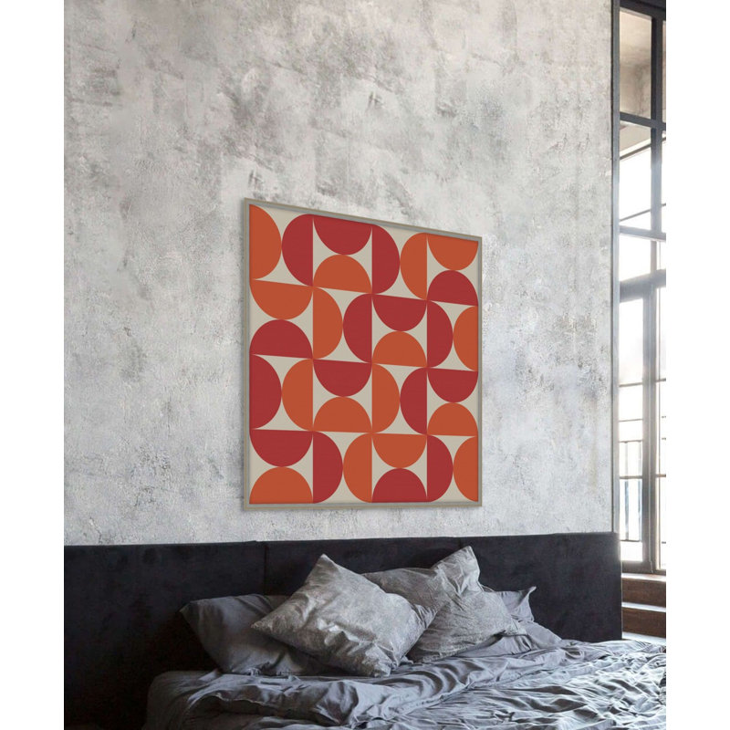 Vibrant Semicircle 5 Print, Red/Orange/White, 34.25" H x 34.25" W