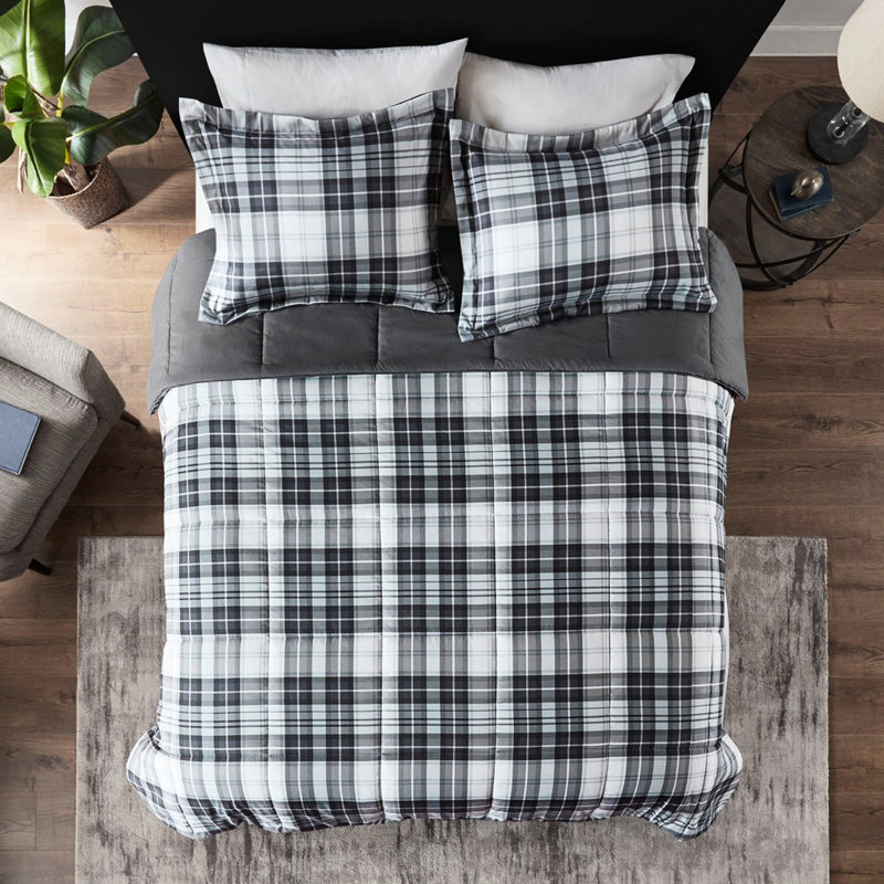 Édredon simple 3M - Microfibre ultra douce, microbienne, Édredon simple + 1 taie décorative, Gris