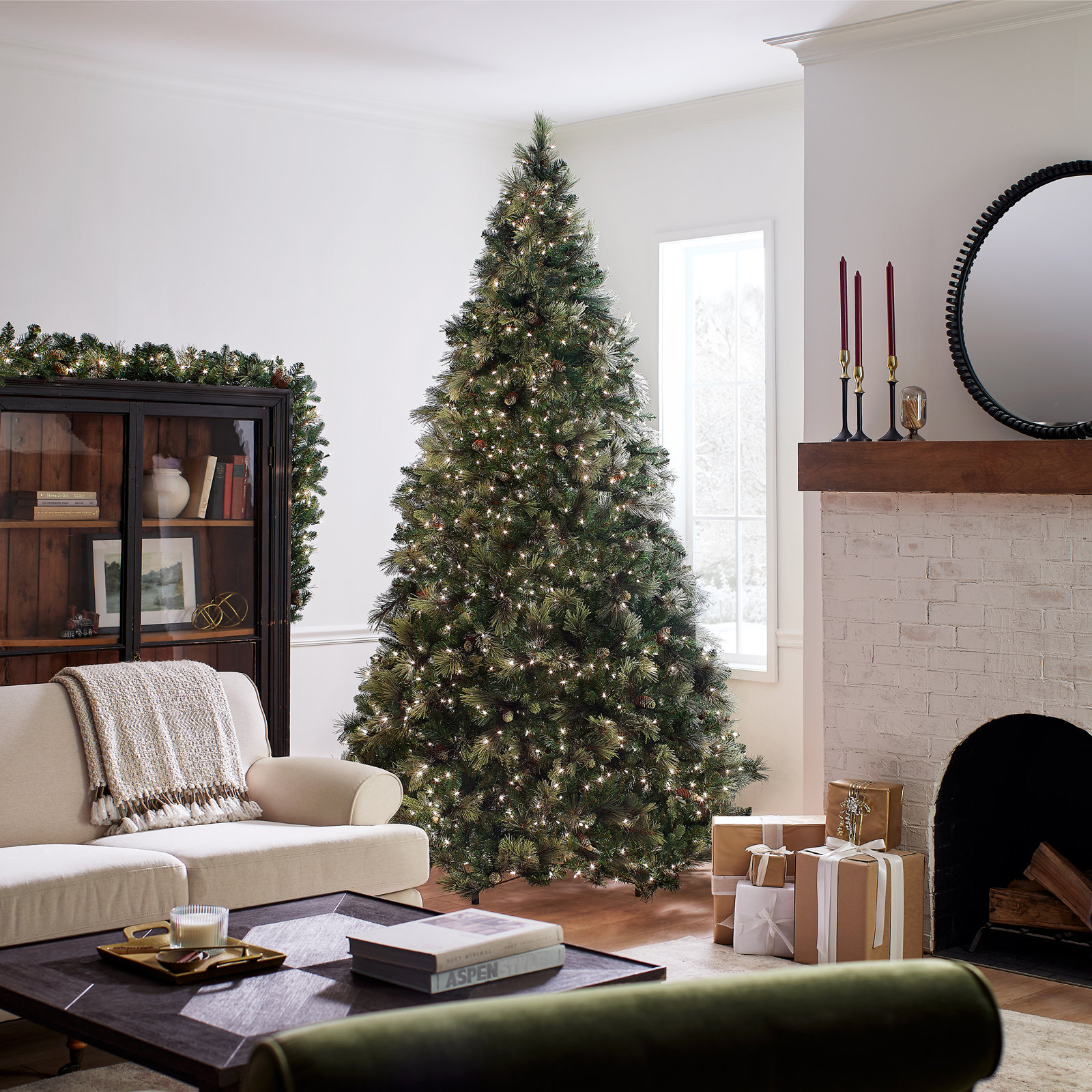 Pre-Lit Pine Christmas Tree, 9' H