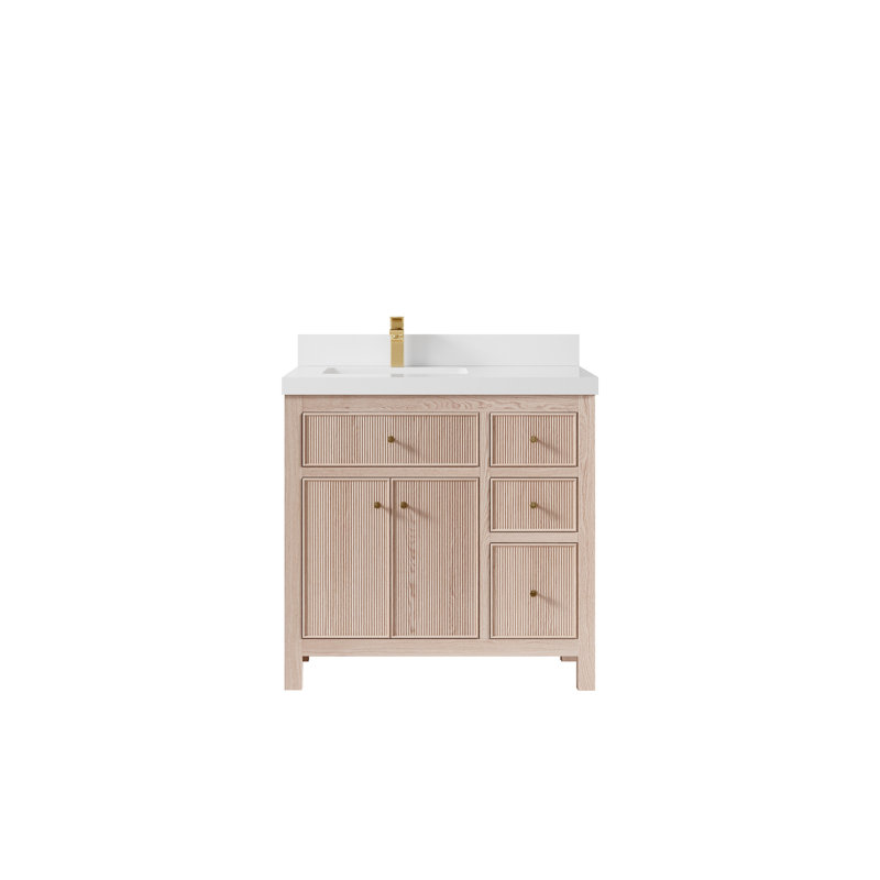 Ensemble de meuble-lavabo simple 36 po Curtis, Blanc, Quartz