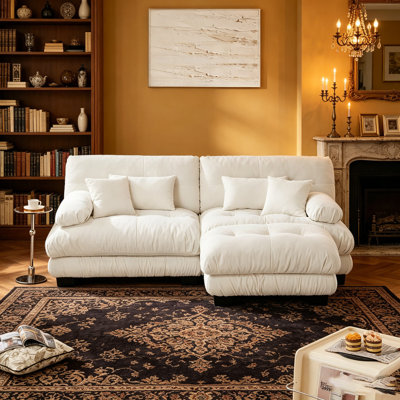 Canapé en chenille 2 places avec 2 coussins lombaires et 2 coussins décoratifs