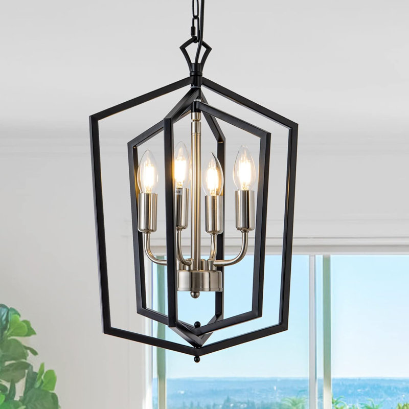 Lustre moderne de style campagnard avec luminaire suspendu 4 lumières pour salle à manger