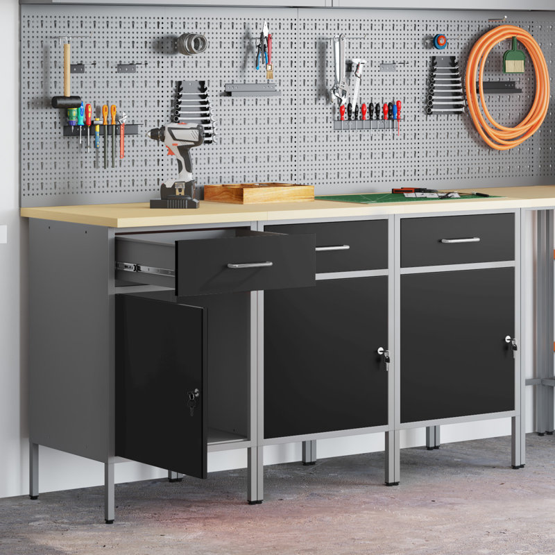 Work Cabinet with Drawer, Black