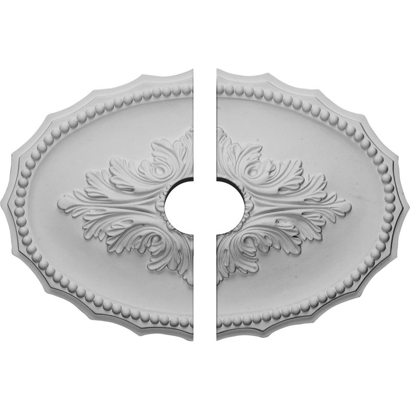 Endurathane Oxford Ceiling Medallion, 16 7/8"W x 11 3/4"H x 3 1/2"ID x 1 1/2"P (Fits Canopies up to 3 1/2"), Two Piece, Factory Primed