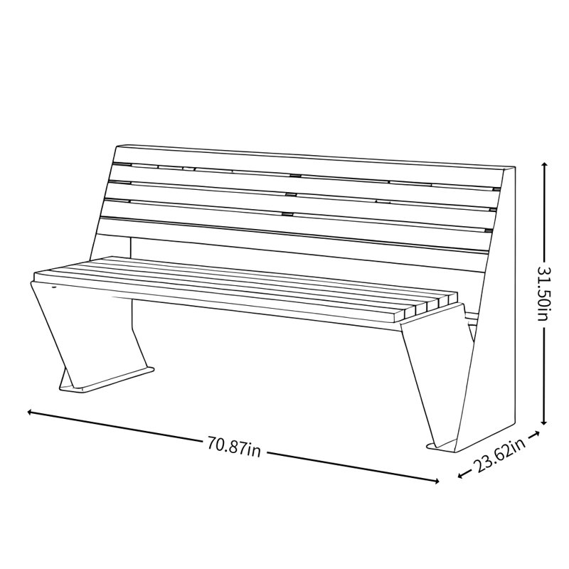 Banc en bois massif moderne et simple