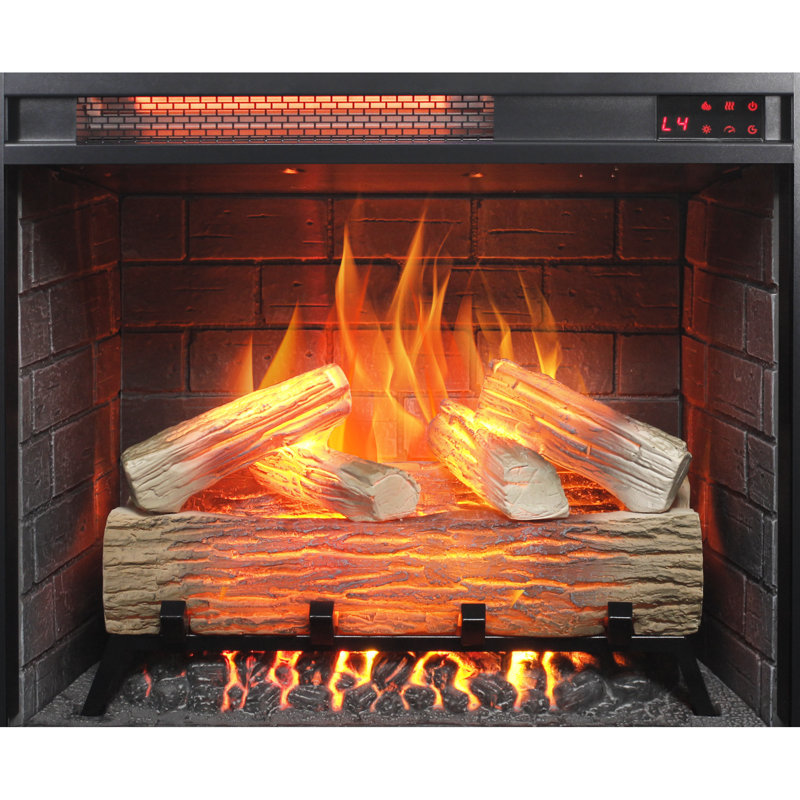 Foyer électrique encastrable avec 1 500 W de chaleur et 400 Pi. Bûche chauffante 23 pouces 5 niveaux de réglage de la couleur de la flamme