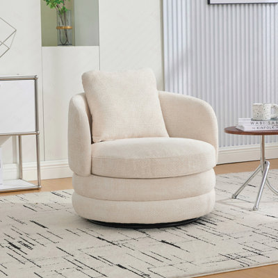 Fauteuil demi-tonneau rond 30 po avec coussins en chenille 30 po