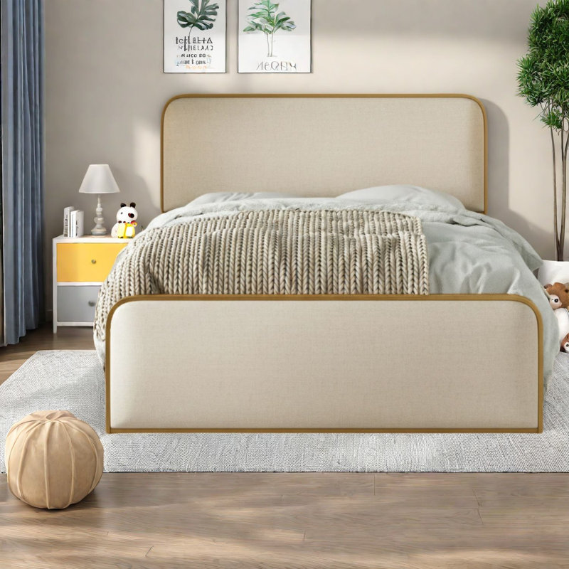 Grands lits modernes avec tiroirs de rangement, structure en métal, conception durable