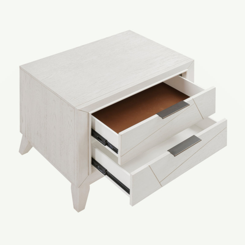 Table de chevet à finition blanche antique avec tiroirs, meubles de chambre à coucher modernes, 1 pièce