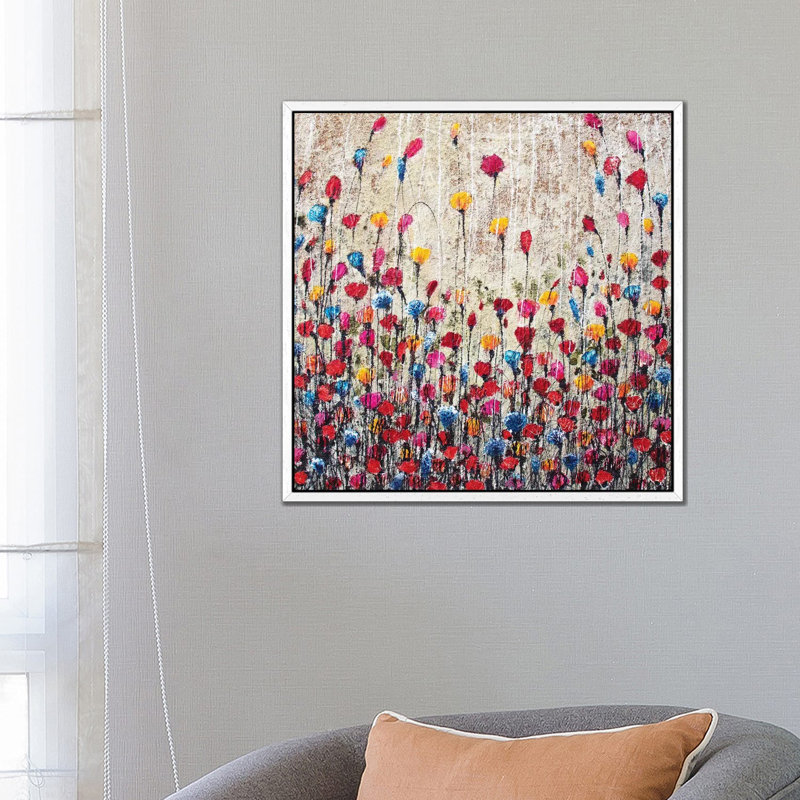 Here's Where The Party's At by Donatella Marraoni - Painting on Canvas, 66.04 cm H x 66.04 cm W, White Framed