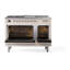 Cuisinière à double combustible ILVE Nostalgie II Series 48 po avec 5 brûleurs scellés, plaque de cuisson et table française (propane liquide, porte pleine)-542713224-542713242