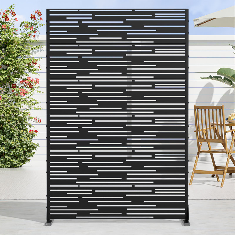 Panneau de clôture en métal pour l'extérieur, Noir, noir, noir, noir, H 72 po x l 47 po x P 16 po