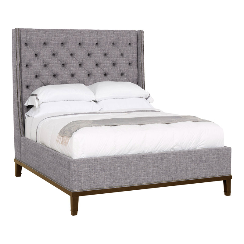 Grand lit à panneau tapissier Michael Weiss, Chenille Crypton® ardoise Nomad, Non, La Havane
