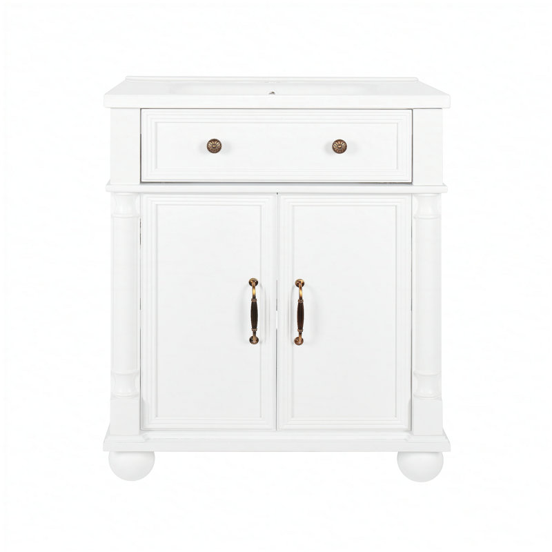 Armoire de salle de bain blanche durable avec beaucoup de rangement, écologique et facile à installer, Blanc
