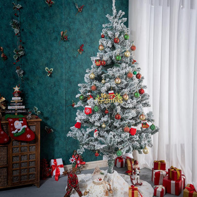Ensemble de 100 boules de Noël, ornement de Noël incassable assorti, décoration suspendue à thème d'arbre de Noël pour arbre de Noël / fête / fête / décoration intérieure (or et rouge et vert)