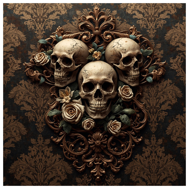 Coussins décoratifs Skulls With Floral Motif, 20 x 20 inches