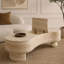 Table basse irrégulière avec plateau rabattable et compartiment de rangement caché