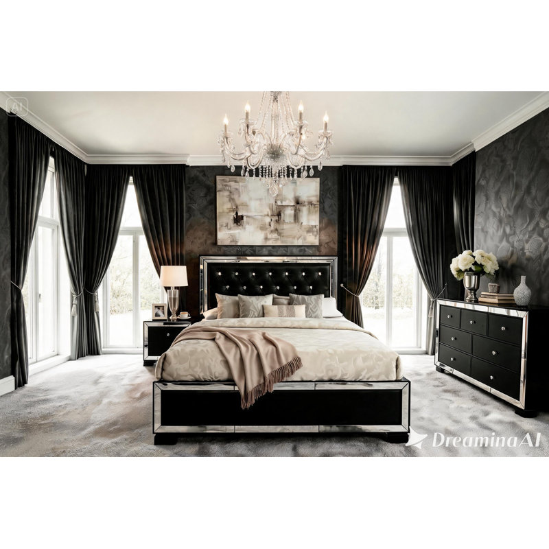  3 Pieces Bedroom Set, Queen, Black