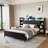 Queen Size Bed Frame With Storage Headboard And USB Charging Station For Modern Bedroom Style-279407544