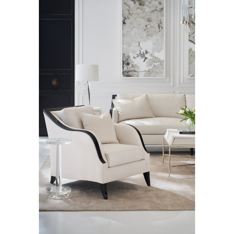 Beige Birch Wood Accent Chair with Chocolate Truffle Finish