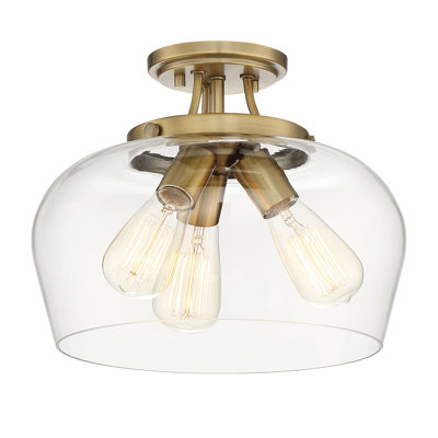 Breena 13" W 3-Light Dimmable Semi-Flush Mount