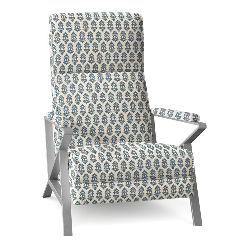 Infinity 28.25" Wide Manual Standard Recliner, Brushed Nickel, Perigold Francine Smoke Blue