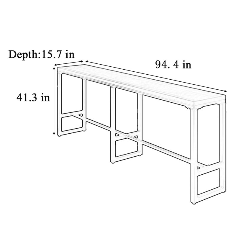 Table de bar Retro, H 41,3 po x L 94,4 po x l 15,7 po. 