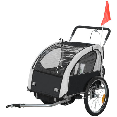Elite 360 Swivel Bike Trailer for Kids Double Child Two-Wheel Bicycle Cargo Trailer With 2 Security Harnesses, Green