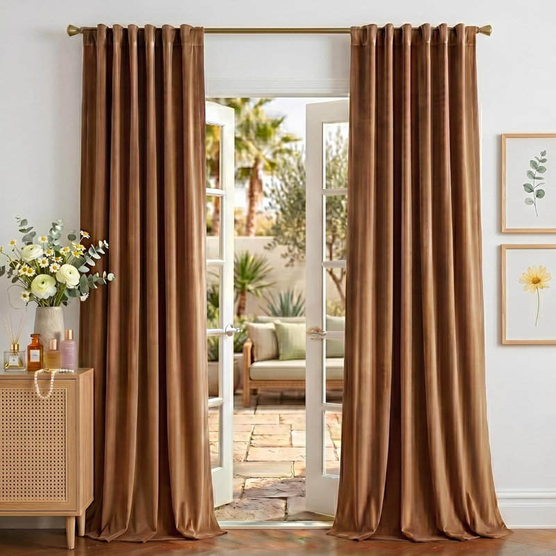 Velvet Blackout Curtains Thermal Insulated Room Darkening Drapes with Rod Pocket/Back Tab/Shower Hook Hanging Options for Bedroom Privacy, 2 Panels