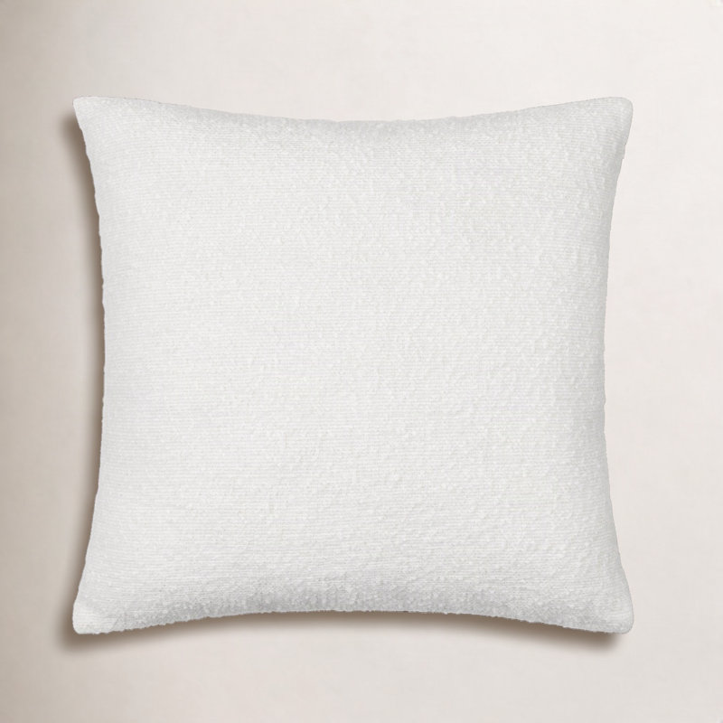 Coussin décoratif Amalfi Boucle, Blanc, 18 po x 18 po, Polyester/ Bourre en polyester