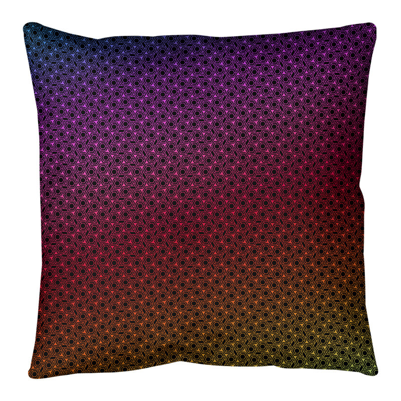 Coussin de sol à motif de treillis hexagonal Katelyn Elizabeth, 28 po x 28 po, Noir / rouge / orange