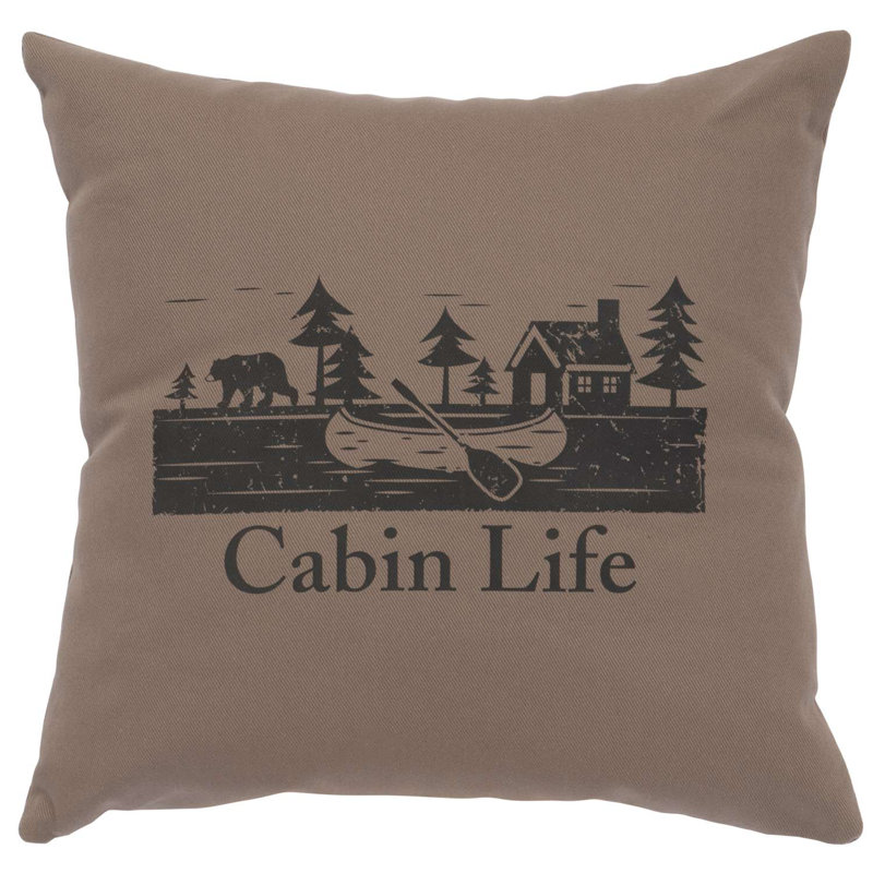 Coussin Wooded River Image - Cabin Life - Coton albâtre, Albâtre