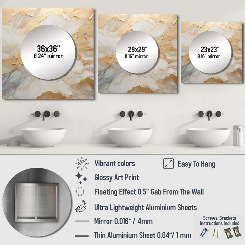 Grand miroir mural carré Fairdale, 29 po x 29 po