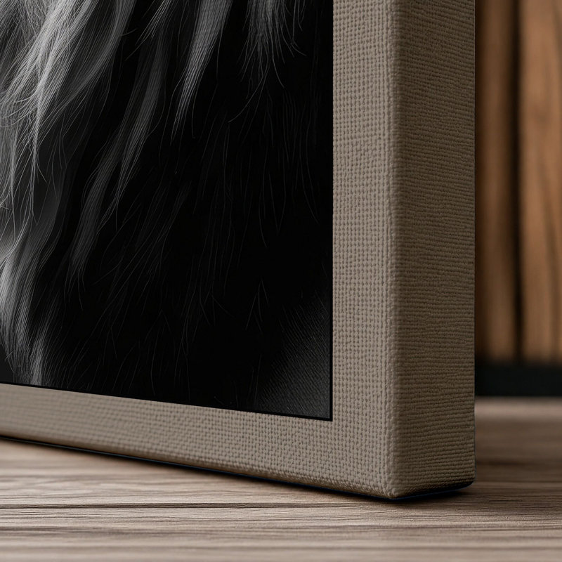 Lion in Profile Minimalist - Wrapped Canvas, 18x12 - 45.7 x 30.5 cm, Taupe Border