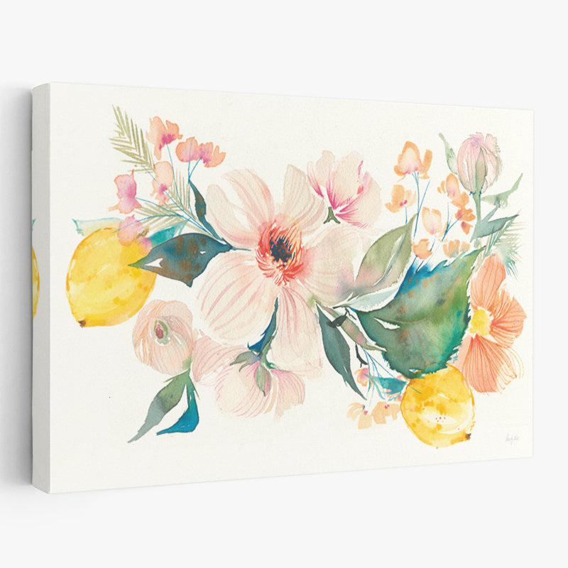 Agrume d'été II - Bouquets botaniques, art corail, H 40 po x l 60 po