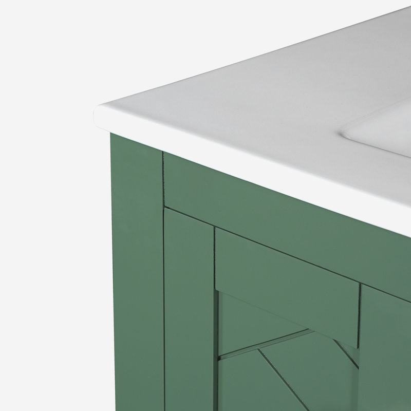 Meuble-lavabo 30 po avec comptoir en céramique, Vert