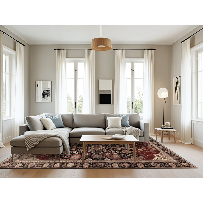 Tapis brun lavable à la machine, Rectangle 6 pi x 9 pi
