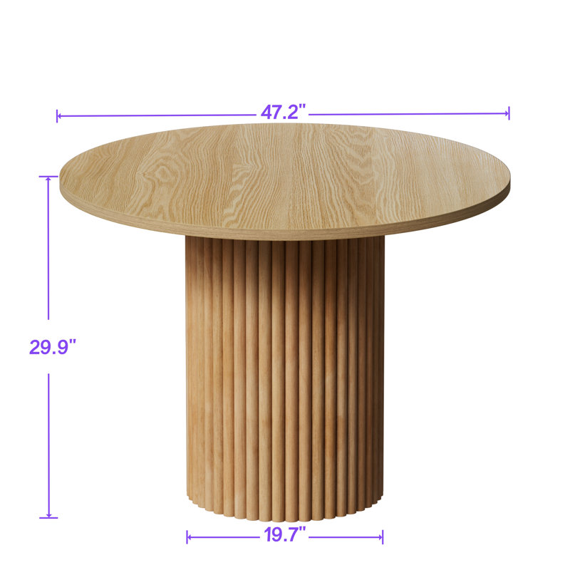 Round Solid Wood Base Dining Table for 1-4, 39.4" W x 39.4" L