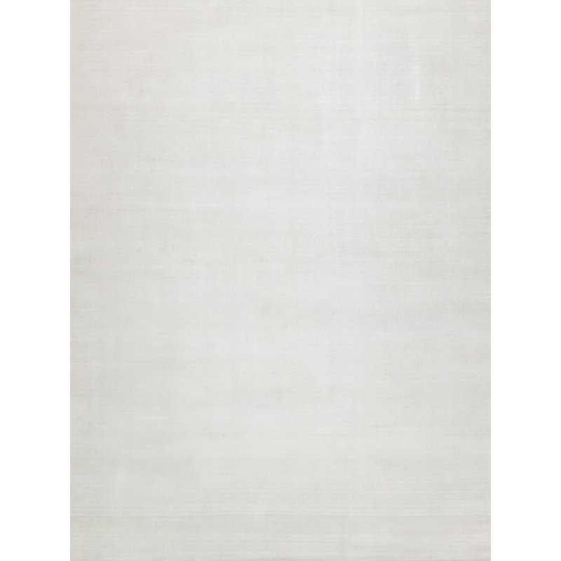 Martelli Modern Handmade Silky Nylon, White Area Rug, Rectangle 8' x 10'