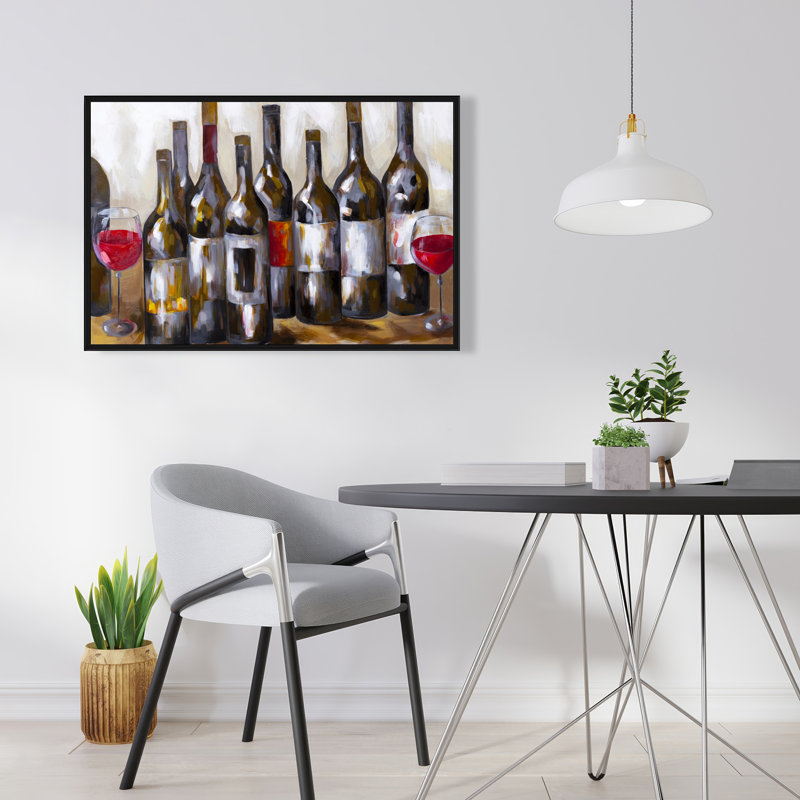 Bouteilles de vin rouges - Toile alimentaire contemporaine pour la décoration intérieure