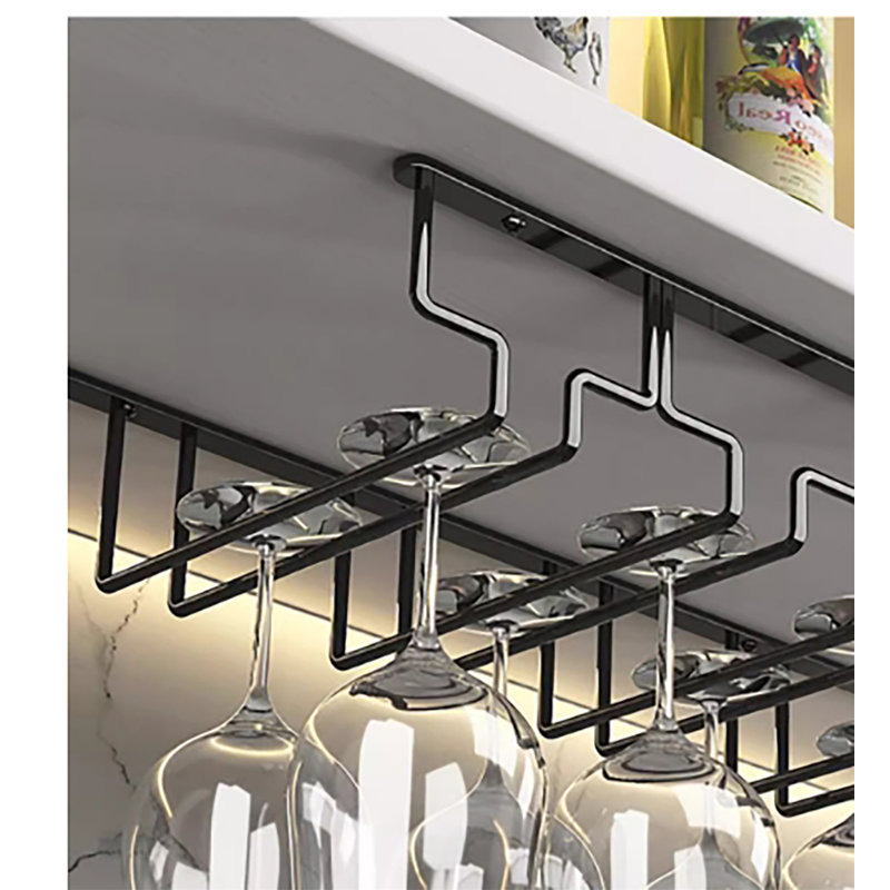 Élégant support à verres à vin suspendu avec bords polis, H 1,96 po x l 17,32 po x P 8,85 po