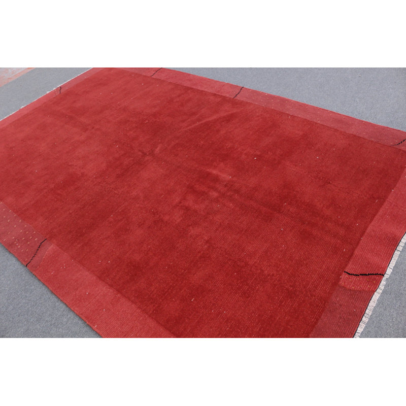 Tapis turc tissé à la main en rouge parfait pour rehausser l'ambiance de votre salon ou de votre salle à manger