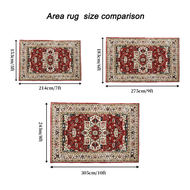 6x9 Area Rug, Vintage Non-slip Washable, For Kitchen Living Room Bedroom, Yellow/red Flower Rug 6x9, , Washable Yellow Red Pattern