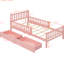 Lit plateforme simple en bois rose avec garde-corps et rangement simple-129908880-129908884