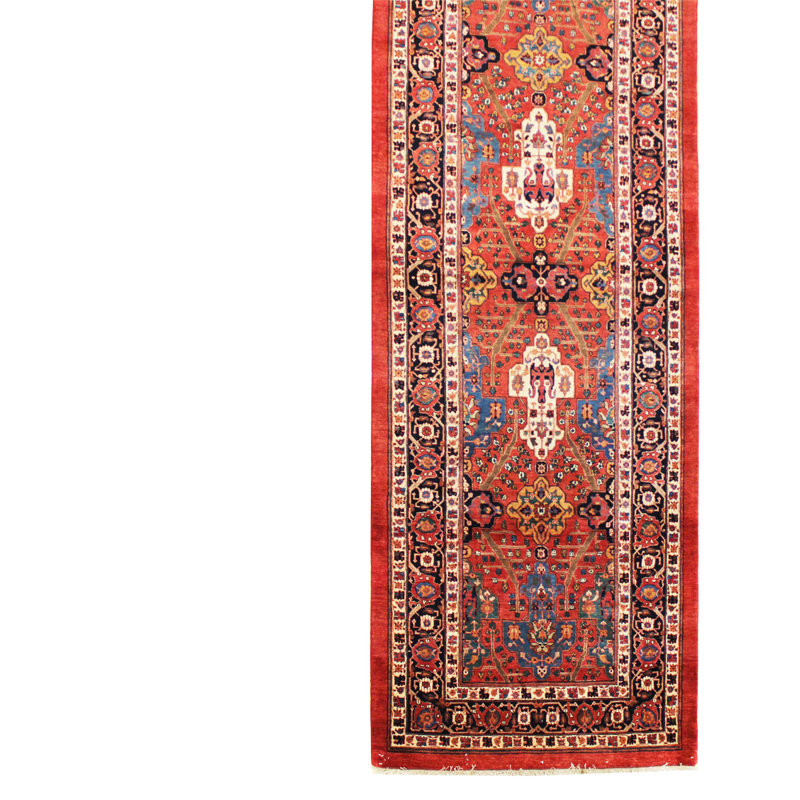 Bijar One-of-a-Kind 4'4" X 13'1" New Age Runner Wool Area Rug in Red/Black/Blue
